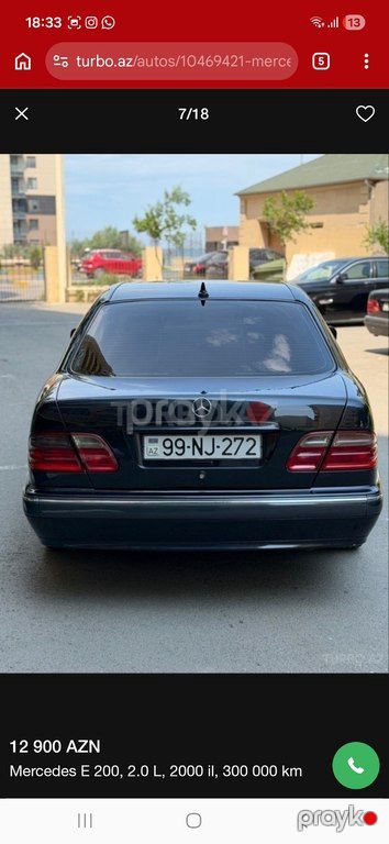 Mercedes E 200, 2.0 L, 2000 il, 350 000 km 99-NJ-272 — Avtomobillər, Bakı (7)