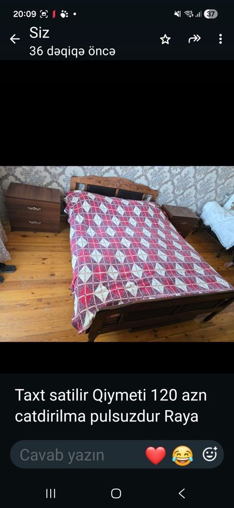 Taxt satılır. - Material: taxta karkas, oyma başlıq dizaynı - Ölçü — Sumqayıt
