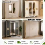Mebel dəsti – 3 və 4 qapılı paltar şkafları - Müasir dizayn: krem və — Mebel
