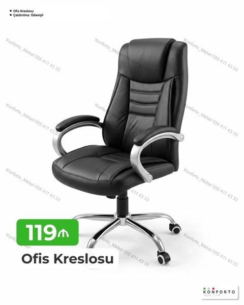 Ofis kreslosu – 119₼ - Rəng: qara - Material: yumşaq ekodəri üzlük — Bakı