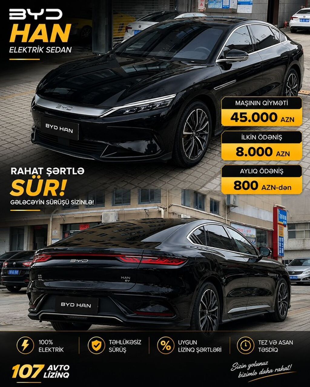 BYD HAN elektrik sedan təqdim olunur. Zərif və müasir sedan kuzovu — Avtomobillər, Bakı