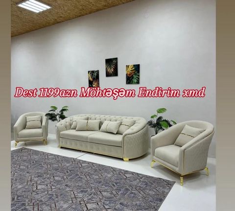 Mebel dəsti – oturma otağı üçün zərif dizayn - Komplekt: 1 ədəd 3 — Bakı