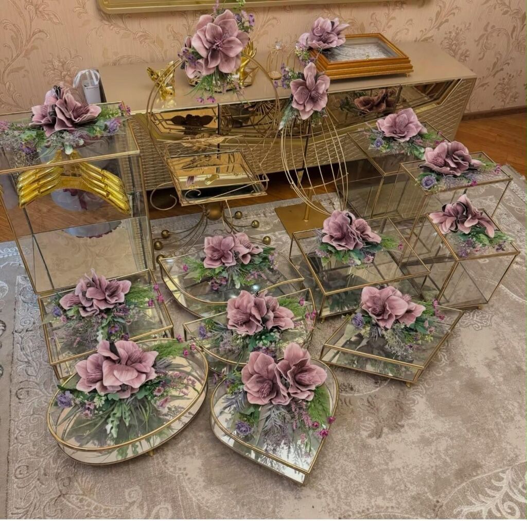 Qızıl çərçivəli xonça dəsti - Material: metal qızılı ton çərçivə — Xidmətlər, Bakı (2)