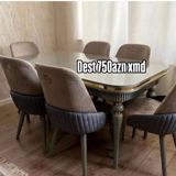Yemək otağı üçün stol və 6 ədəd stul dəsti. - Stol: düzbucaqlı forma — Мебель