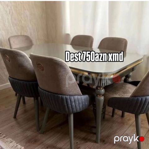 Yemək otağı dəsti - Tərkib: 1 ədəd masa + 6 ədəd kreslo - Masa — Bakı