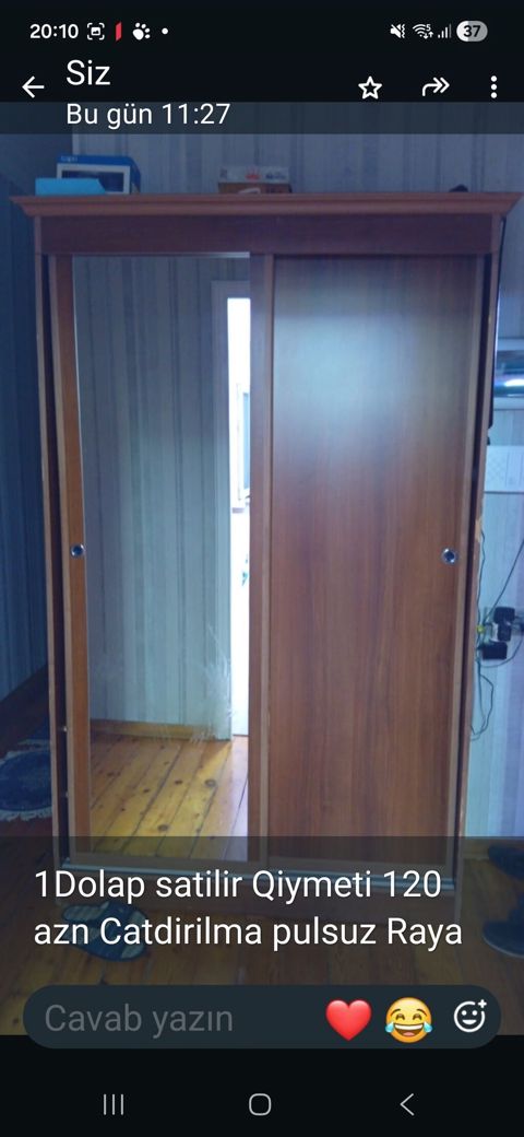 Sürgülü qapılı şkaf - Material: taxta rəngli laminat - 2 sürgülü — Sumqayıt