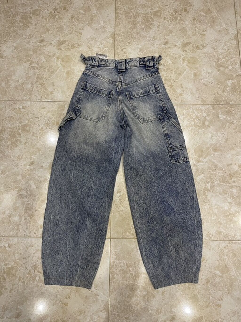 Geniş kəsimli uşaq cins şalvarı - Rəng: tünd boz/acid wash efekti — Mallar, Sumqayıt (2)