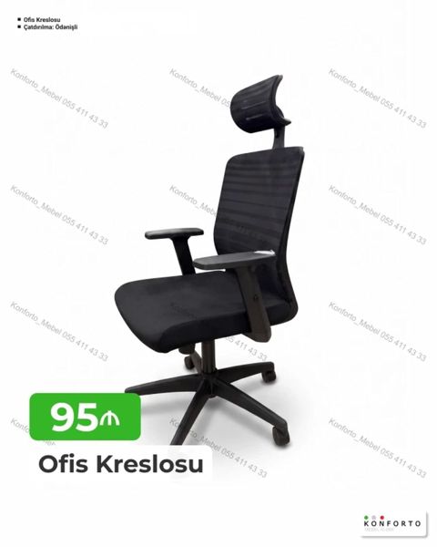 Ofis kreslosu - Ergonomik dizayn: yüksək bel dəstəyi və tənzimlənən — Bakı