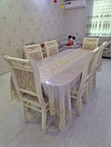 Qonaq otağı üçün, İşlənmiş, Açılmayan, Dördbucaq masa, 6 stul — Furniture