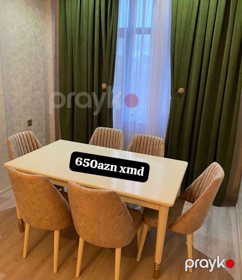 Yemək masası dəsti - 1 ədəd düzbucaqlı masa + 6 ədəd stul - Masanın — Bakı