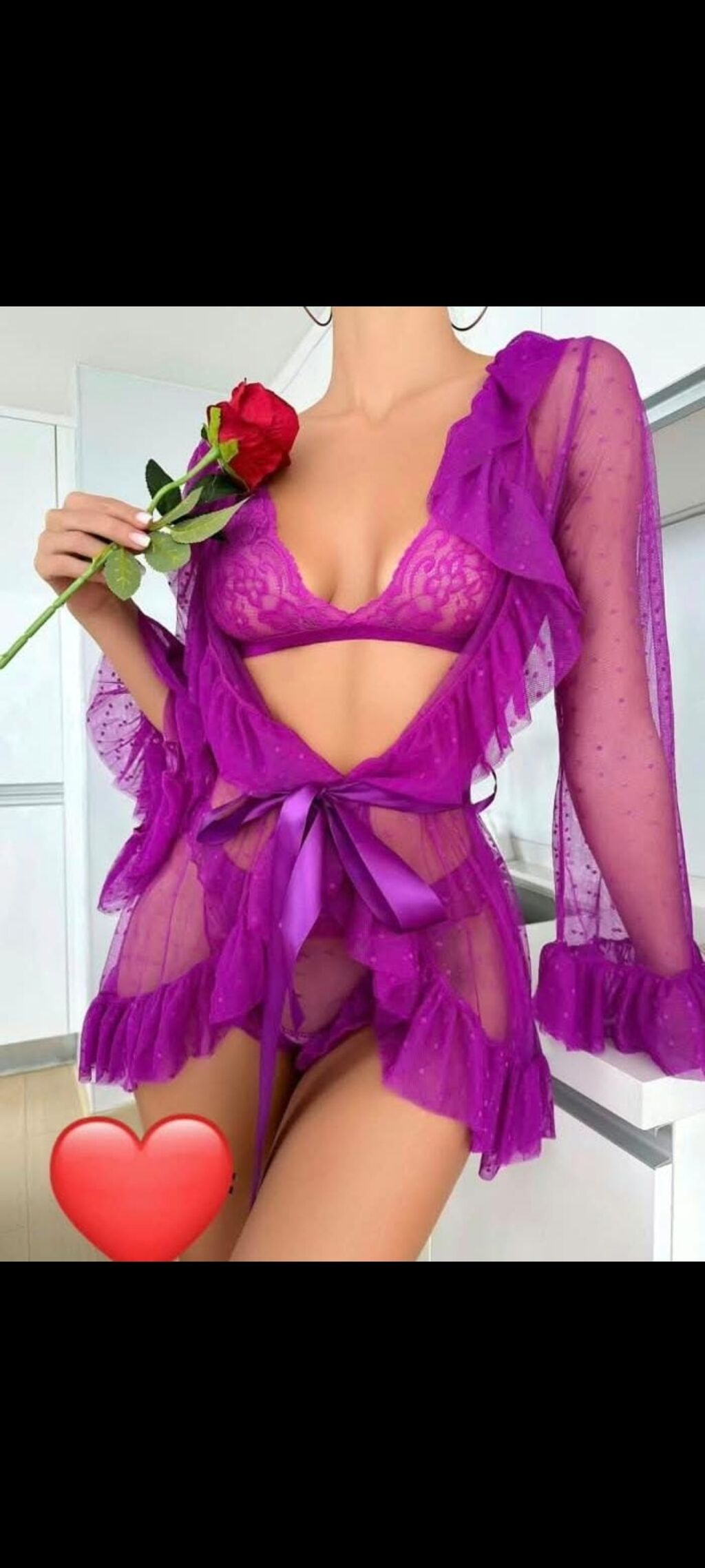Kod:ş.w-156977 Bənövşəyi rəngli üçlü lingerie dəsti: - Şəffaf, yüngül — Şəxsi əşyalar, Bakı