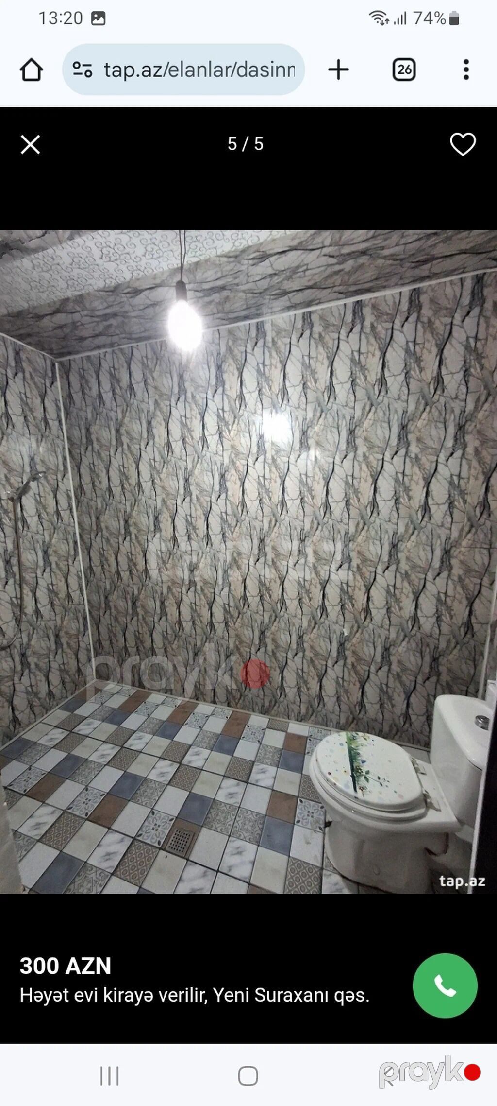 Kirsyə EV,. əşyalidi. 2 otaqli. Yeni Suraxanıda həyət evi kirayə — Daşınmaz əmlak, Digah (8)