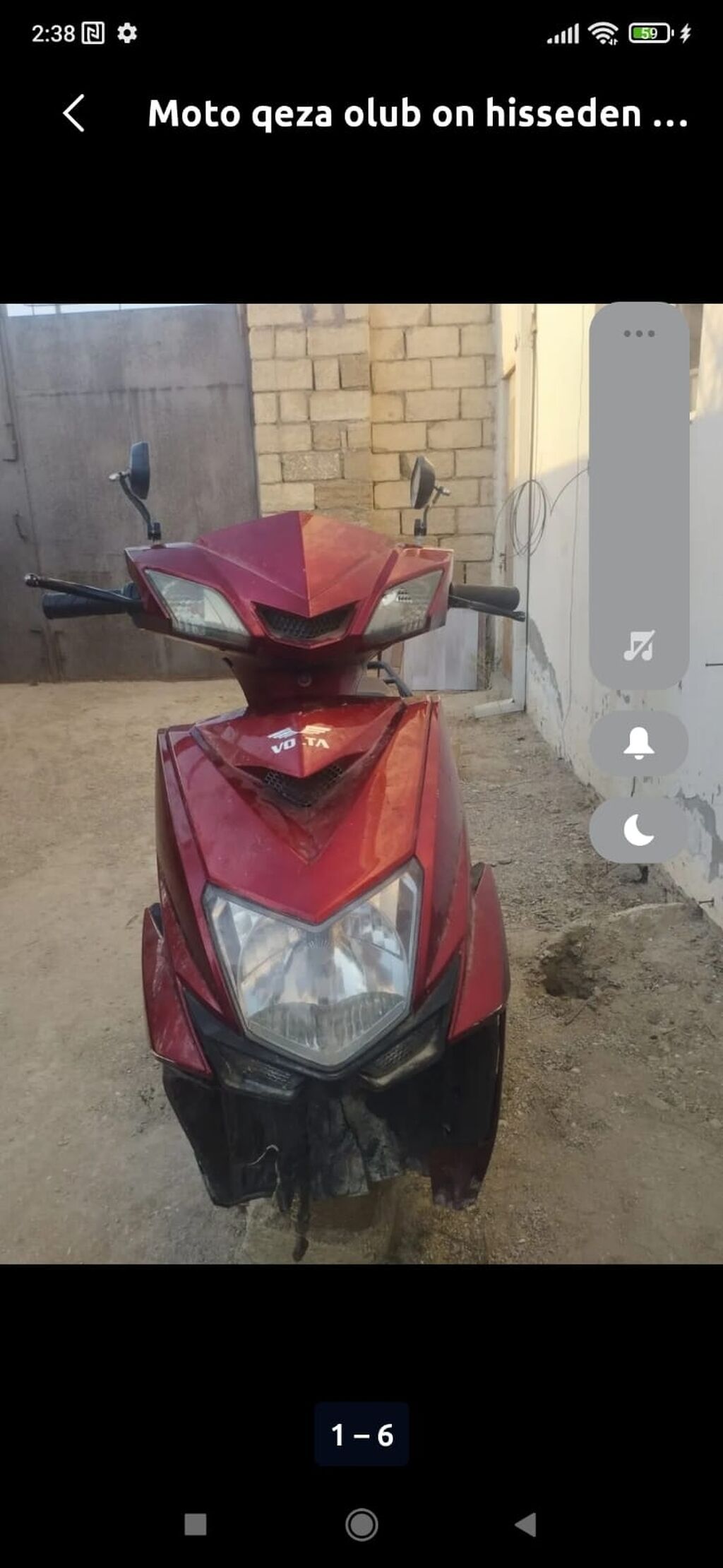 Demeli moped on hisseden qeza olunub yanlarında ciziglar var — Avto, Bakı (3)