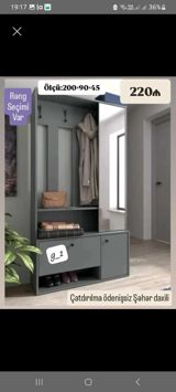 Dəhliz üçün çoxfunksiyalı paltar və ayaqqabı dolabı - Ölçü: 200×90×45 — Dəhliz mebeli