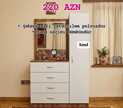 Yataq otağı üçün güzgülü komod və qarderob dəsti - Qiymət: 220 AZN — Bakı