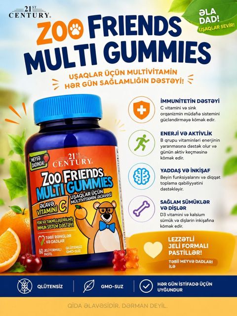 ƏN Keyfiyyətli Amerika Vitaminlər Gummies – uşaqlar üçün multivitamin — Bakı