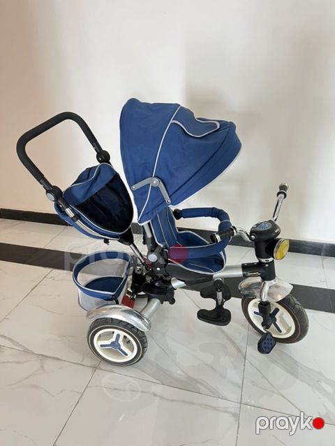 Uşaq üçtəkərli velosiped-araba (transformer), mavi rəng