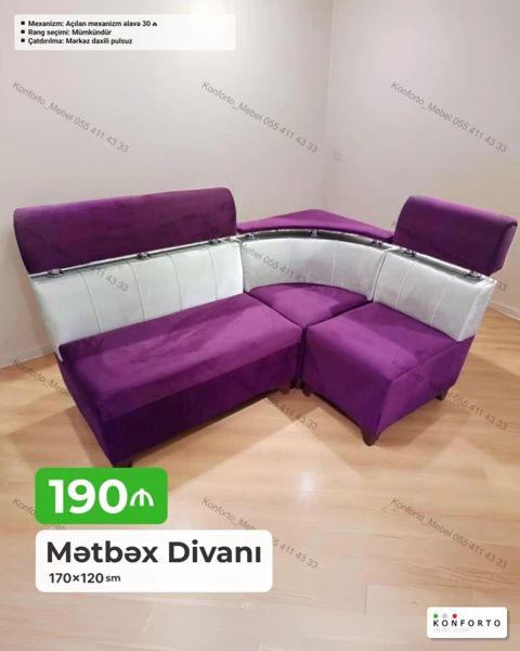 Məhsul: Mətbəx divanı (künc) Ölçü: 170×120 sm Qiymət: 190 — Bakı