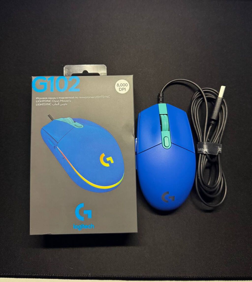 Logitech G102 Lıghtsync oyun siçanı – mavi rəng + USB tape — Elektronika, Bakı