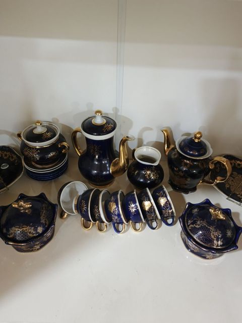 Çay dəsti, rəng - Göy, Farfor — Xırdalan