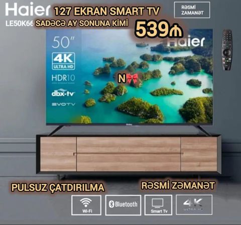 Satılır:*Birbaşa anbardan Almaniya brendi olan Haier smart tv 539₼* — Bakı