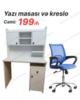 Yazı masası və ofis kreslosu dəsti Masa: - Ağ rəngdə, yığcam və — Furniture
