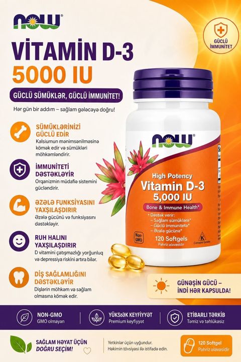 ƏN Keyfiyyətli Amerikadan D3 Vitamini Xüsusiyyətlər: - Gündəlik — Bakı