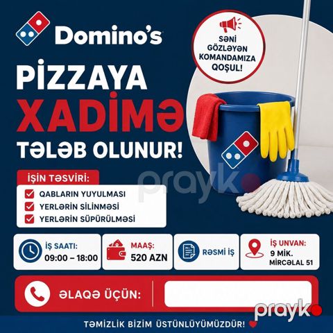 Xadimə tələb olunur, Aylıq ödəniş — Bakı