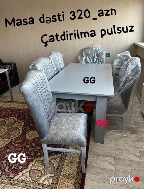 Masa dəsti – 320 AZN Çatdırılma pulsuz - 1 ədəd yemək masası və 6 — Bakı