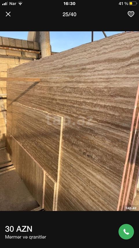 Traverten təbii daş plitələr - Material: Traverten (təbii daş) — Masazır