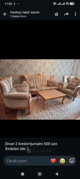 Divan 2 kreslo+jurnalni 500 azn. Xırdalan lale 2 — Мебель