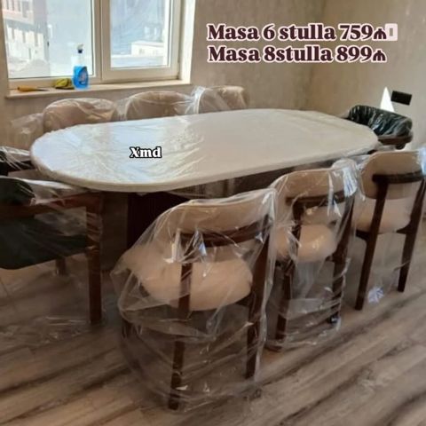 Oval yemək dəsti – masa və stullar - Oval formalı, geniş üst səthli — Bakı