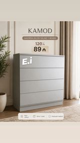 Kamod – müasir minimal dizayn - Rəng: açıq boz - 4 geniş çekmece — Mebel