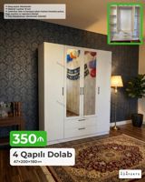 4 qapılı geyim dolabı - Ölçü: 47 200 160 sm - Material: 18 mm — Mebel