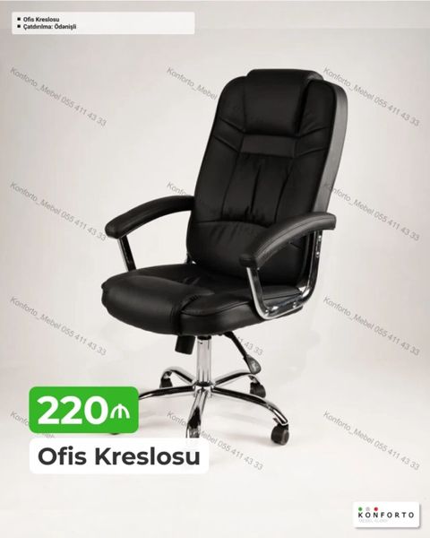 Ofis Kreslosu – 220 - Rəng: qara - Yumşaq yastıqlı oturacaq və bel — Bakı