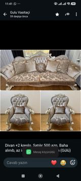 Divan +2 kreslo. Satılır 500 azn. Baha alınıb, az işlənib. Ünvan — Мебель