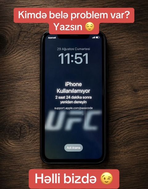 Xidmət: iPhone kilid/şifrə problemlərinin həlli Təsvir: - Şifrə səhv — Ağstafa