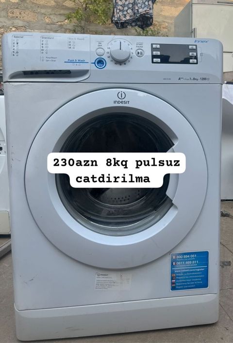 Indesit Innex ön yükləməli paltaryuyan maşın - Yük həcmi: 8 kq — Bakı