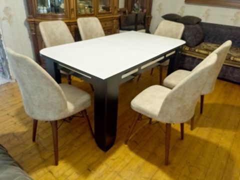 Mətbəx üçün, İşlənmiş, Açılan, Dördbucaq masa, 6 stul — Bakı