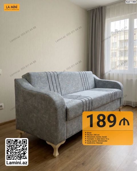 LA Mını divan - Mexanizm: açılan, bazalı - Ölçülər: 200 sm — Bakı