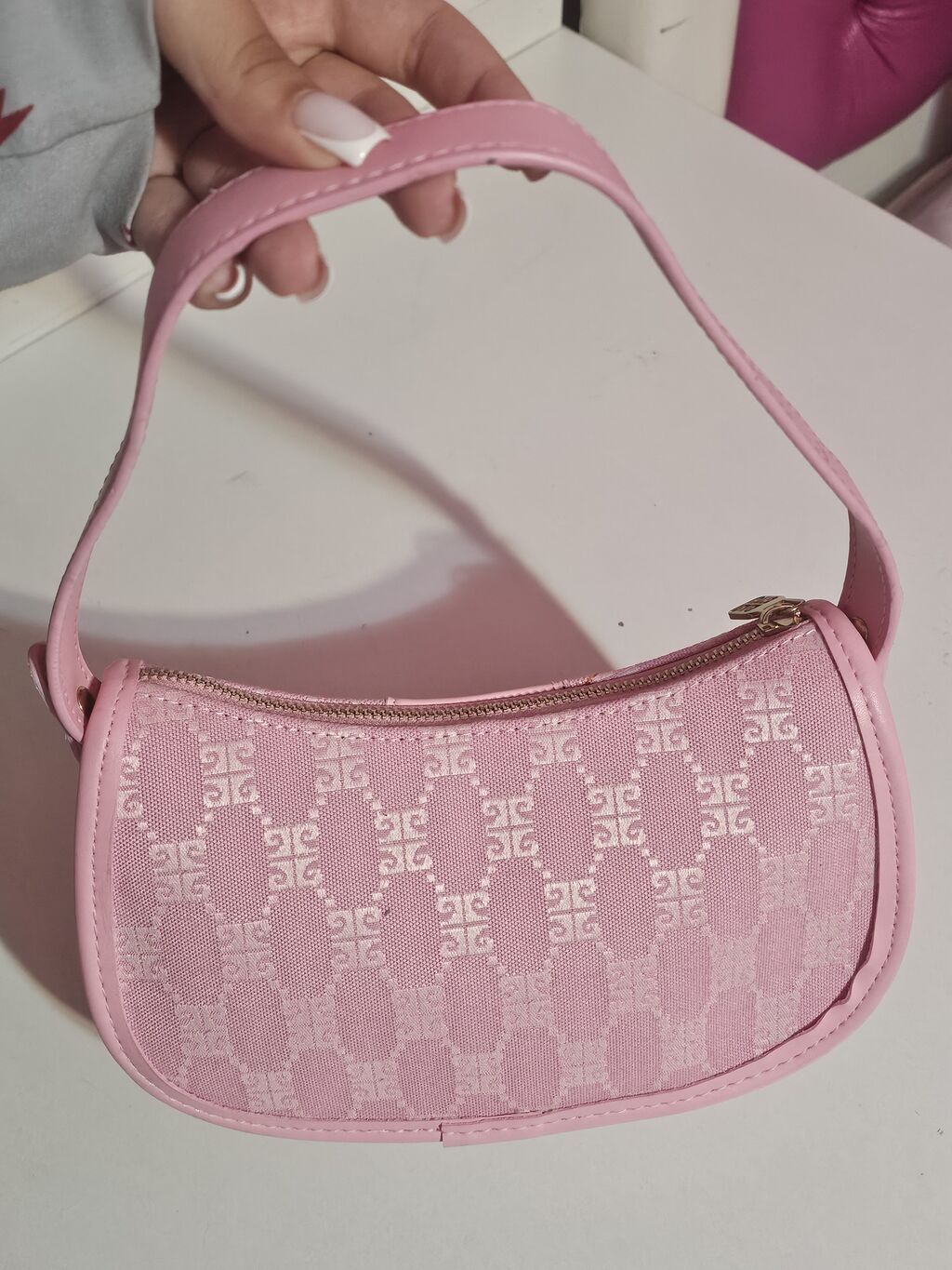 Original pierre cardin – açıq çəhrayı rəng - Model: baguette tipli — Çantalar, Masazır (2)