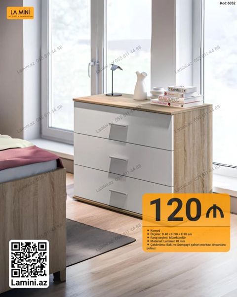 Məhsul: Komod Təsvir: - Minimalist dizaynlı, 4 çekmecəli komod - Üst — Bakı