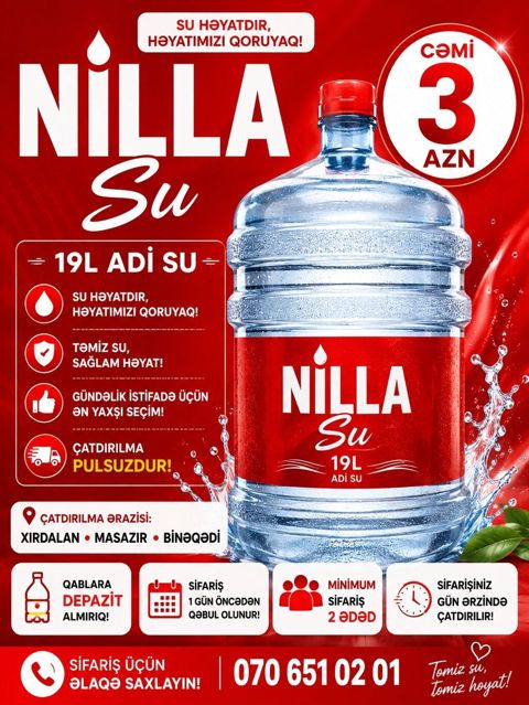 Nılla Su – 19L adi içməli su - Gündəlik istifadə üçün ən yaxşı seçim — Xırdalan