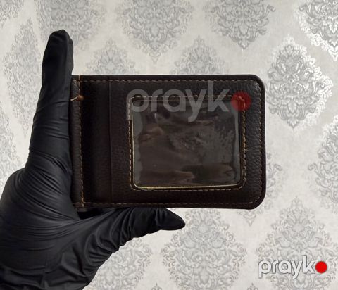 Kompakt kişi kartqabı – şəffaf pəncərəli model - Material: teksturalı