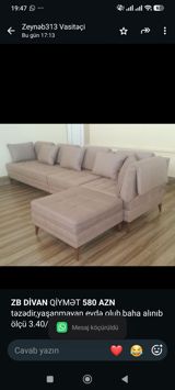 *ZB* *Divan* Qiymət *580 AZN* təzədir,yaşanmayan evdə olub,baha — Furniture