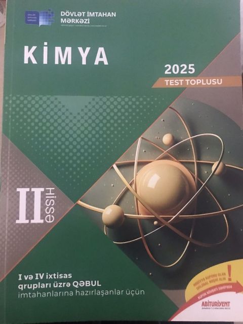 Məhsul: “Kimya – 2025 Test Toplusu”, II hissə Nəşriyyat: Dövlət — Masazır