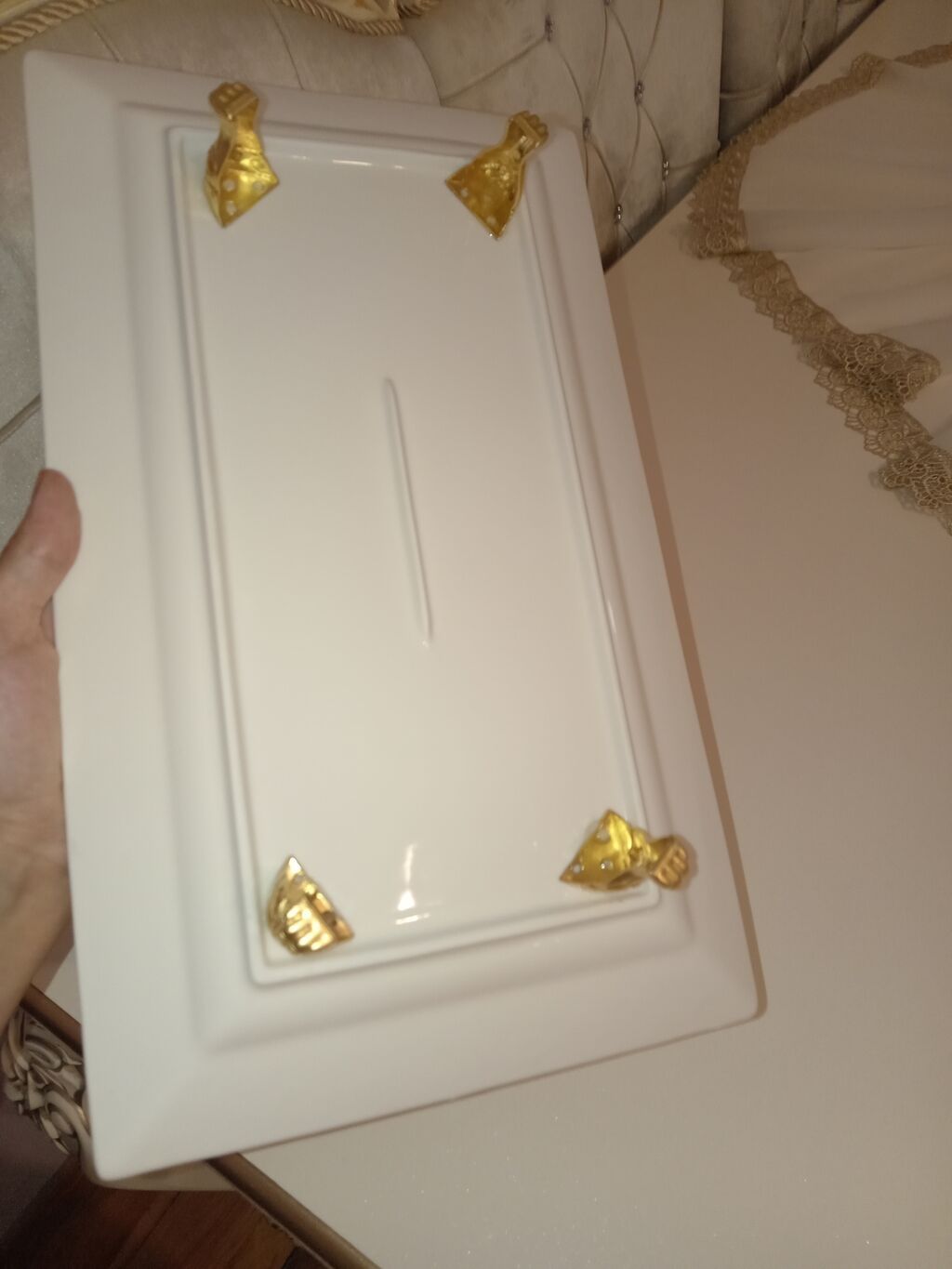 Tort və şiriniyyat qabı, rəng - Ağ, Keramika — Mallar, Bakı (4)