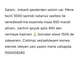 Xidmət: Şəxsi borc müqaviləsi əsasında maliyyə dəstəyi axtarışı — Legal Services