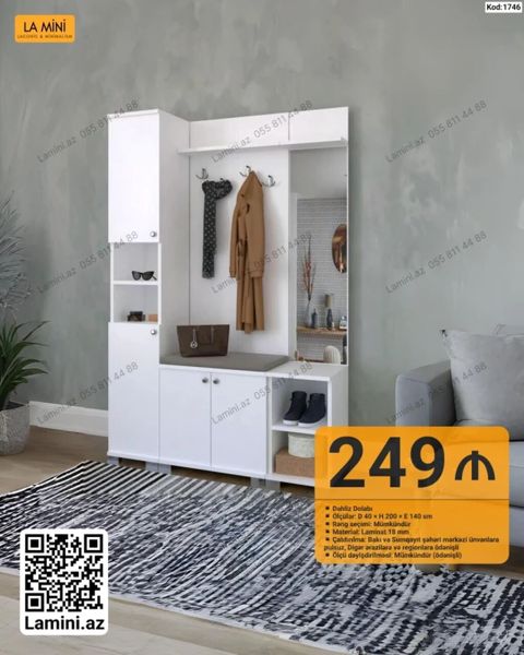 Dəhliz dolabı – La Mini (Kod: 1746) - Ölçülər: D 40 x H 200 x E 140 — Bakı