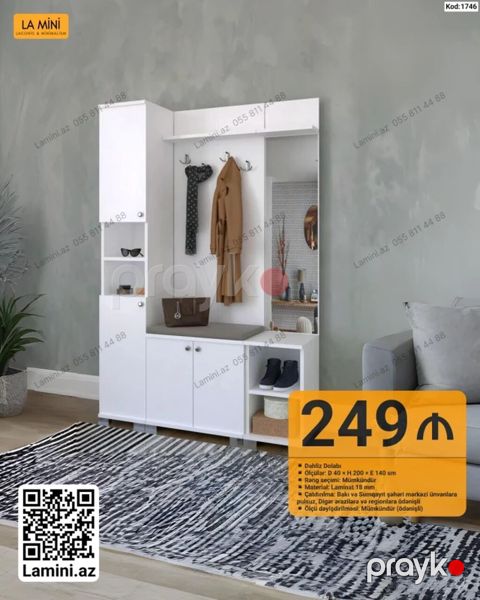 Dəhliz dolabı – La Mini (Kod: 1746) - Ölçülər: 40 x 200 x 140 sm — Bakı